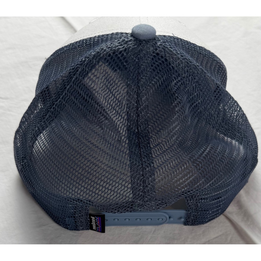 Patagonia P-6 Logo Trucker Hat Mesh Back Snapback Blue White Organic Cotton Cap - Picture 6 of 12